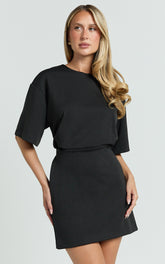 Karyna Mini Dress - shirt Dress in Black