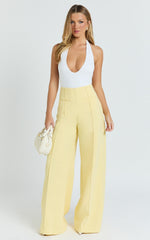 Kate Pants - High Waisted Wide Leg Pants in Lemon