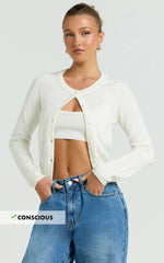 Katherine Cardigan - Long Sleeve Cardigan And Bralette Set in Cream
