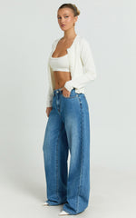 Estelle Jeans - Recycled Denim Low Rise Vintage Baggy Jeans in Dark Blue Wash