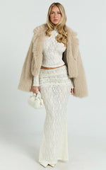 Kathleen Top - Turtle Neck Long Sleeve Jersey Top in Cream