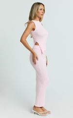Klarisse Two Piece Set - Asym Top and Maxi Skirt Set in Pink