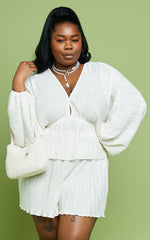 Archer Shorts - High Waisted Plisse Shorts in Cream