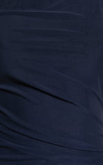 Lara Midi Dress - Asymmetrical Ruched Mesh Dress in Ink