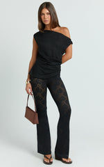 Lila Pants - Bootleg Lace Pants in Black