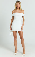 Liliana Mini Dress - Off Shoulder Bodycon Dress in White
