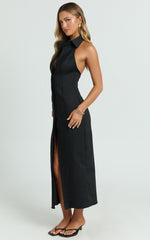 Lillibelle Midi Dress - Collared Button Down Bodycon Dress in Black