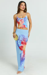 Lilly Maxi Skirt - Mesh Low Waist Skirt in Electric Orchid