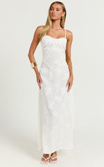 Lily Maxi Dress - Sheer Jacquard Maxi Dress in Cream