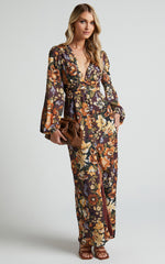 Lorelei Maxi Dress - V Neck Balloon Sleeve Dress in Indulgent Bloom