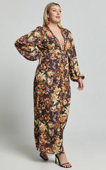 Lorelei Maxi Dress - V Neck Balloon Sleeve Dress in Indulgent Bloom
