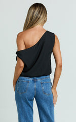 Mabel Bodysuit - Asymmetrical Neckline One Shoulder in Black