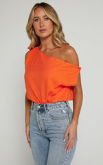 Mabel Bodysuit - Asymmetrical Neckline One Shoulder in Orange