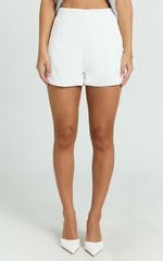 Marlena Shorts - High Waisted A Line Tailored Shorts in White