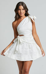 Mathilda Mini Dress - Cut Out Side Wrap Dress in White