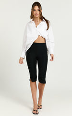 Melenda Pants - Tailored Side Split Capri Pants in Black