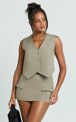Melinda Mini Skort - Recycled Tailored Skort in Light Olive