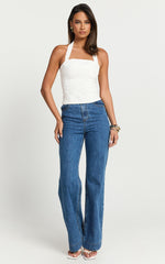 Mercy Top - Linen Square Neck Halter Top in White