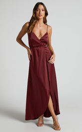Mine Would Be You Midi Dress - Wrap Dress in Wine