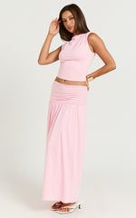 Nancy Maxi Skirt - Gathered Waist Skirt in Pink