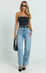 Nessa Jeans - High Waist Straight Leg Jeans in Light Blue Wash