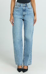 Nessa Jeans - High Waist Straight Leg Jeans in Light Blue Wash