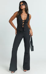 Nola Pants - Mid Waisted Pleated Flare Pants in Black
