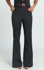 Nola Pants - Mid Waisted Pleated Flare Pants in Black