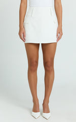 Nola Skort - High Waisted Utility Pocket Skort in White