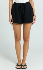 Olivia Shorts - Drawstring Relaxed Linen Shorts in Black