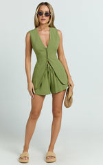 Olivia Shorts - Drawstring Relaxed Linen Shorts in Sage