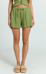 Olivia Shorts - Drawstring Relaxed Linen Shorts in Sage