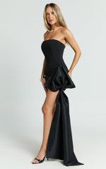 Peony Mini Dress - Strapless Ruched Bodycon Dress in Black