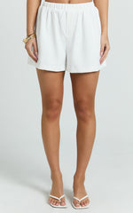 Peony Shorts - High Waist Gathered A Line Elastic Waist Shorts in White