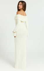 Pietra Maxi Dress - Knit Off Shoulder Dress in Cream