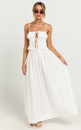 Preston Maxi Skirt - Gathered Waist Full Skirt in Ivory