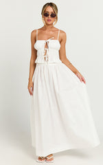 Preston Maxi Skirt - Gathered Waist Full Skirt in Ivory