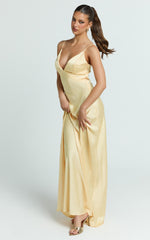 Quincy Maxi Dress - Satin Slip Dress in Lemon