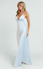 Quincy Maxi Dress - Satin Slip Dress in Sky Blue