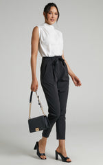 Raegen Pant - High Waist Tapered Leg Pant in Black