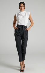Raegen Pant - High Waist Tapered Leg Pant in Black