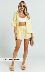 Ramona Linen Shorts - Drawstring Linen Shorts in Lemon