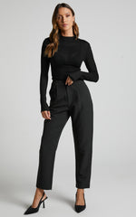 Rhialyn Top - Long Sleeve Sheer Top in Black