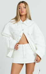Richelle Skort - Mid Waisted Mini Skirt With Contrast Stitch Detail in Off White