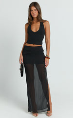 Ricki Maxi Skirt - Low Waist Fit And Flare Skirt in Black
