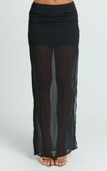 Ricki Maxi Skirt - Low Waist Fit And Flare Skirt in Black