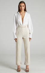 Rogers Pants - High Waisted Pants in Beige