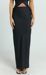 Romeo Maxi Skirt - Low Waist Bias Cut Maxi Skirt in Black