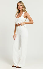 Romeo Pants - Straight Leg Mid Waist Tailored Pants in White