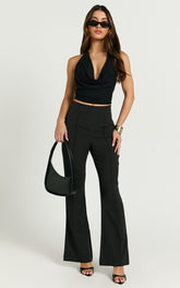 Roschel Pants - High Waisted Flared Pants in Black